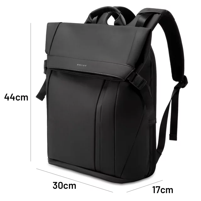 Bange wasserdichter Rucksack für 15,6-Zoll-Laptop, Stadtreisender, 45 x 30 x 16 cm, für Arbeit, Flugzeug, Herren, Damen, mit USB-Anschluss Schwarz