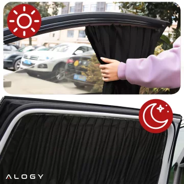 Magnetic Cover Curtain Roller Blind for Front Side Car Windows Sun UV Protection Black [2pcs]