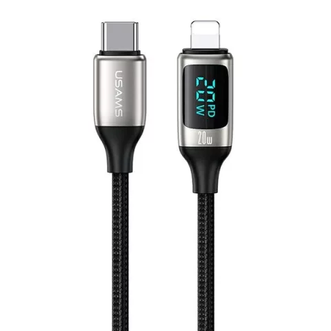 USAMS U78 USB-C to Lightning LED opletený kabel 1,2 m 20 W PD Fast Charge bílá/bílá SJ545USB02 (US-SJ545)