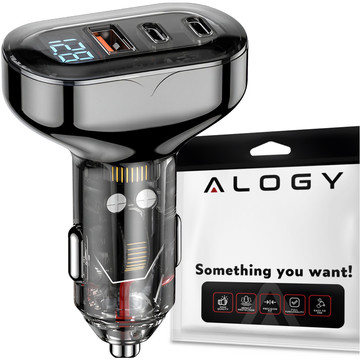 Nabíječka do auta 2x USB-C C PD 36W USB QC 3.0 LED rychlá pro telefon, výkonný 72W Alogy černá