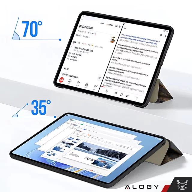 Etui + Szkło do Apple iPad 10.9" gen 10 2022 / iPad 11" gen 11 2025 obudowa na tablet Alogy Book Case Cloudy Marble Marmur