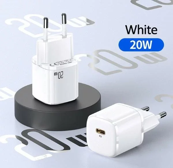 USAMS Wall charger 1x USB-C T36 mini 20W (only head) PD3.0 Fast Charging white/white CC124TC02 (US-CC124)