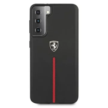 Ferrari Hardcase für Samsung Galaxy S21 schwarz/schwarz Hardcase Off Track Leather Nylon Stripe