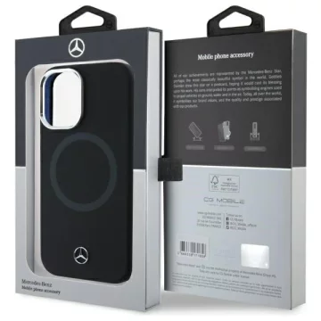 Pouzdro Mercedes pro iPhone 16 6,1" černé pevné silikonové pouzdro Tonal Logo MagSafe