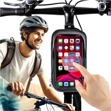 Alogy bicycle bag Pannier 2L for bicycle phone holder up to 6.7" for the frame Black