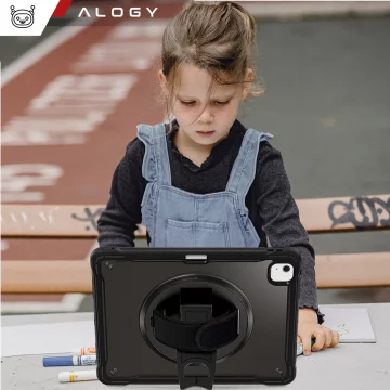 Etui pancerne 360 z miejscem na rysik do Apple iPad Air 11" (2024,2025) / Air 10.9" (2020,2022) / Pro 11 (2018) Alogy Pirate 360 Case obudowa na tablet Czarne