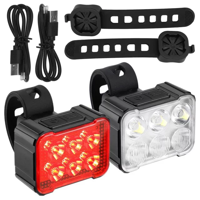 Alogy SafeRide™ LED Bike Light Waterproof Flashlight Front and Rear Light 2 Pack