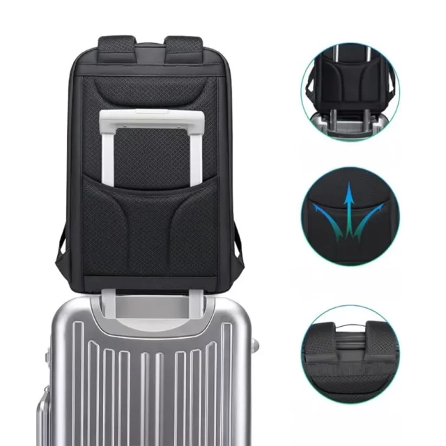 Bange Wasserdichter Diebstahlsicherer Rucksack für 15,6"-Laptops, ideal für Stadtreisen, 48 x 30 x 16 cm, für Arbeit und Flugreisen, für Damen und Herren, mit USB-Anschluss und Zahlenschloss, Marineblau