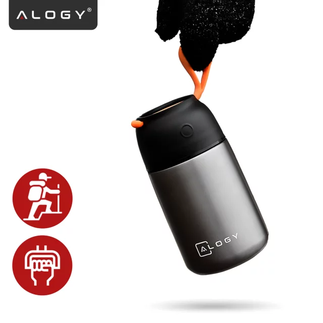 Abendessen-Thermoskanne für Kinder-Suppe, Essen, 700 ml, Alogy Edelstahl-Klapplöffel, Thermograu