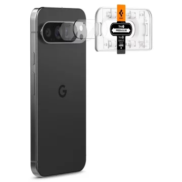 Kryt fotoaparátu z tvrzeného skla Spigen Optik.Tr „EZ Fit“ Ochranný kryt fotoaparátu 2 balení Google Pixel 9 Pro Crystal Clear