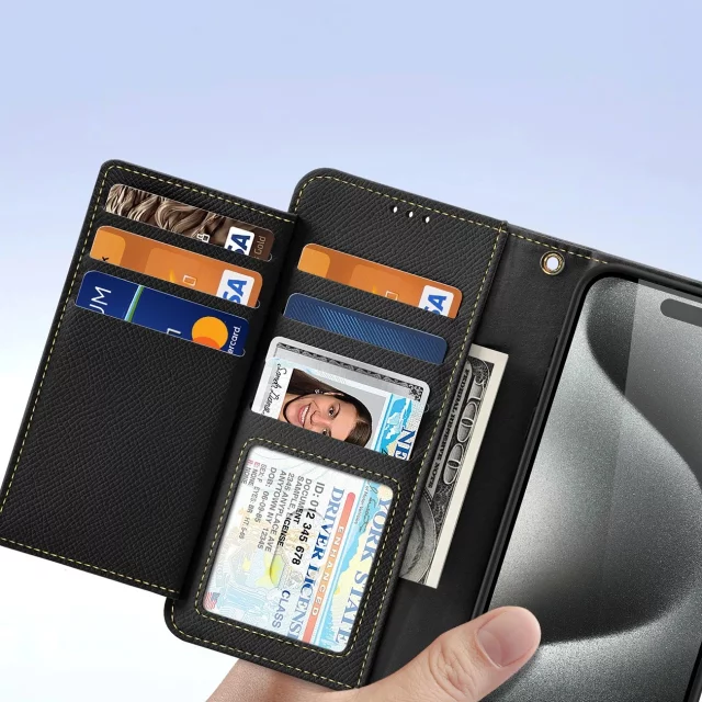 Kožené pouzdro Dux Ducis Lawa Wallet Mag pro iPhone 15 Pro Max, černé