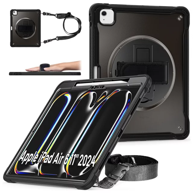 Etui pancerne 360 z miejscem na rysik do Apple iPad Air 11" (2024,2025) / Air 10.9" (2020,2022) / Pro 11 (2018) Alogy Pirate 360 Case obudowa na tablet Czarne