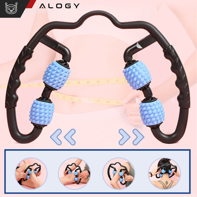 Körpermassagegerät Anti-Cellulite Manueller Muskelroller Alogy 4x Massageroller Universalroller Schwarz und Blau