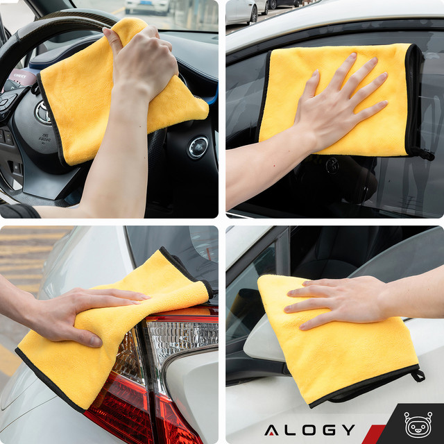 3x Oboustranný ručník do auta 30x60 cm velur Mikrovlákno na mytí a sušení auta Alogy Car Detailing hadřík