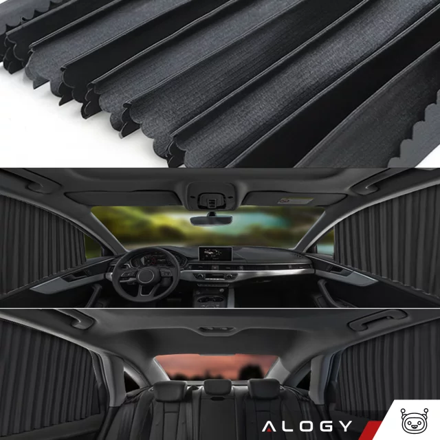 Kryt Magnetická roletka na přední a zadní boční okna do auta, ochrana proti slunci, UV ochrana, Černá [4 ks]