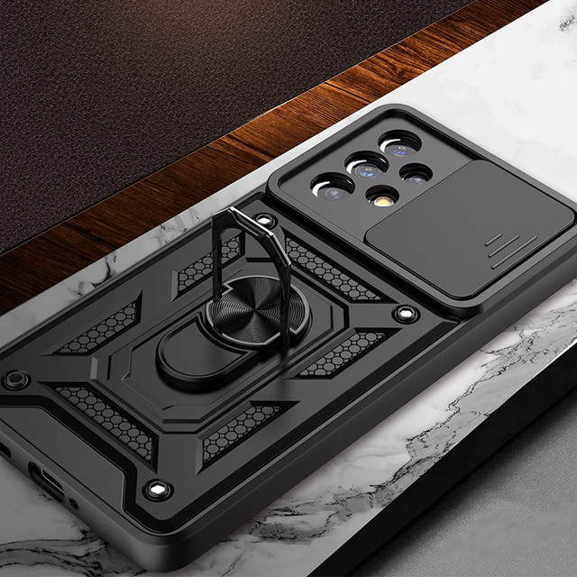 Alogy Camshield Standring Hülle mit Kameraabdeckung für Samsung Galaxy A73 / A73 5G Glass