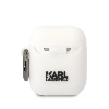 Ochranné pouzdro na sluchátka Karl Lagerfeld pro AirPods 1/2 kryt bílý/bílý Silikon Karl Head 3D
