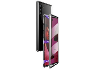 Etui magnetyczne szklane Dr.Fit dwustronne do Galaxy Note 10 Srebrne