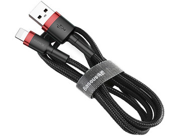 2m Baseus Keviar USB Lightning kabel pro iPhone iPad iPod 1,5A černá a červená