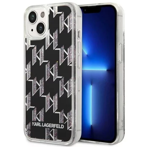 Ochranné pouzdro na telefon Karl Lagerfeld KLHCP14SLMNMK pro Apple iPhone 14 6,1" hardcase black/black Liquid Glitter Monogram