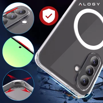 Etui do Samsung Galaxy A56 / A36 5G obudowa ochronna na telefon Alogy HybridMag™️ Case do MagSafe Przezroczyste + Szkło hartowane