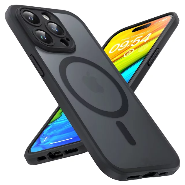 Hülle für Apple iPhone 14 Pro Max Alogy MagSafe Hybrid Matte Case Matte Cover mit Linsenschutz Schwarz