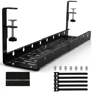 Organizér kabelů pod desku stolu, nastavitelná police na kabely, lišta na stůl, hliníkový držák Alogy Black