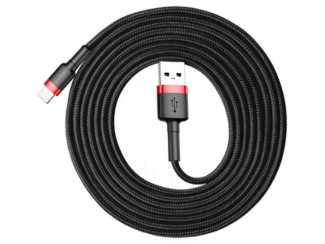 2m Baseus Keviar USB Lightning kabel pro iPhone iPad iPod 1,5A černá a červená