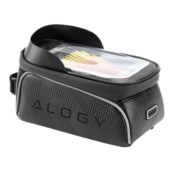 Alogy bicycle bag Pannier 2L for bicycle phone holder up to 6.7" for the frame Black