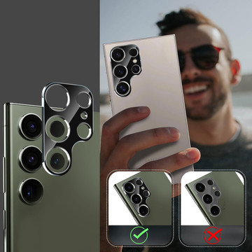 Kovový kryt pro Samsung Galaxy S24 Ultra, ochranný pro ostrůvek fotoaparátu, Alogy Metal Lens, černý