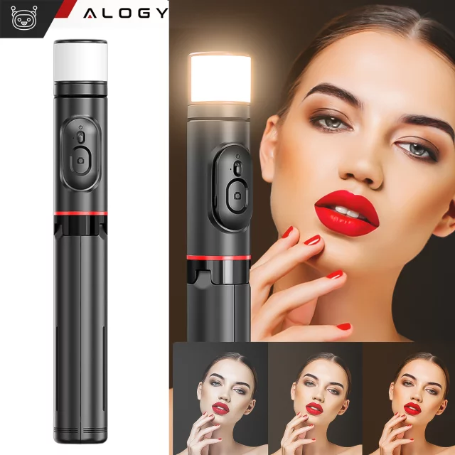 Selfie tyč Bluetooth stick Alogy Tripod Držák telefonu na stativ na fotografie s dálkovým ovládáním 75,8 cm černý