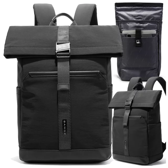 Bange wasserdichter Rucksack für 15,6-Zoll-Laptop, Stadtreisender, 45 x 30 x 16 cm, für Arbeit, Flugzeug, Herren, Damen, mit USB-Anschluss Schwarz