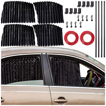 Kryt Magnetická roletka na přední a zadní boční okna do auta, ochrana proti slunci, UV ochrana, Černá [4 ks]