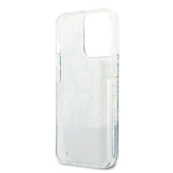 Guess GUHCP13LLFLSN iPhone 13 Pro / 13 6,1" zielony/green hardcase Flower Liquid Glitter