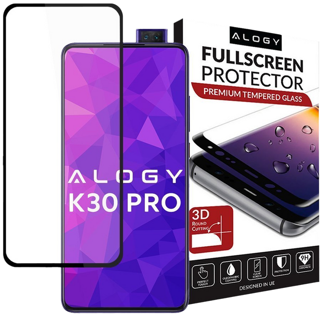 Alogy Full Glue Glas für Xiaomi Redmi K30 Pro Schwarz
