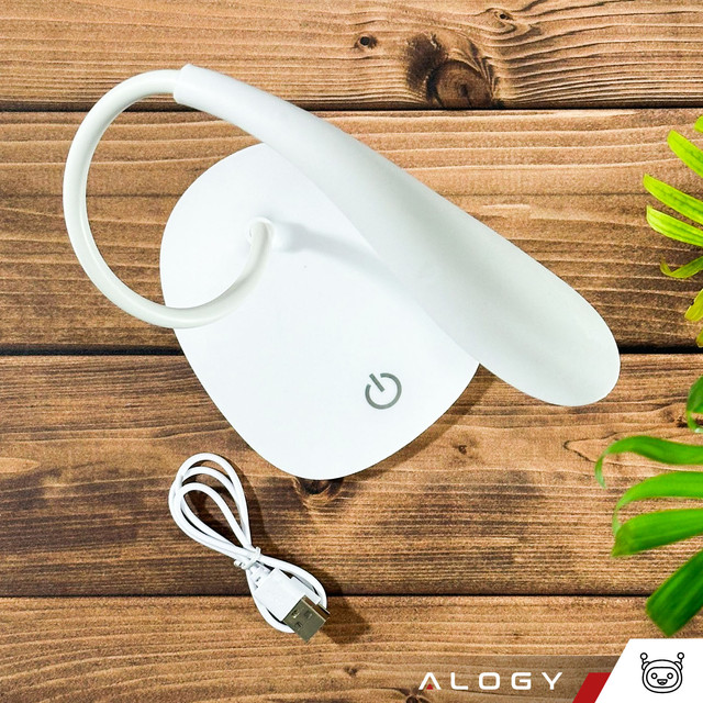 LED-Schreibtischlampe für Schreibtisch, Touch, Touch, Schule, USB, stehend, Nacht, kabellos, flexibel, Alogy, Weiß