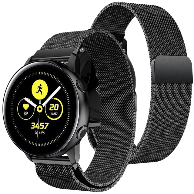 Milanese Armband Alogy Armband Edelstahl für 22mm Smartwatch Schwarz