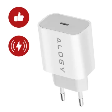 Alogy wall charger fast USB-C PD 20W Lightning cable 1m White