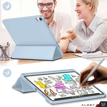 Etui + Szkło do Apple iPad 10gen. 10.9" 2022 / A16 11gen. 11" 2025 obudowa na tablet Alogy Smart Case Pencil Holder Niebieskie