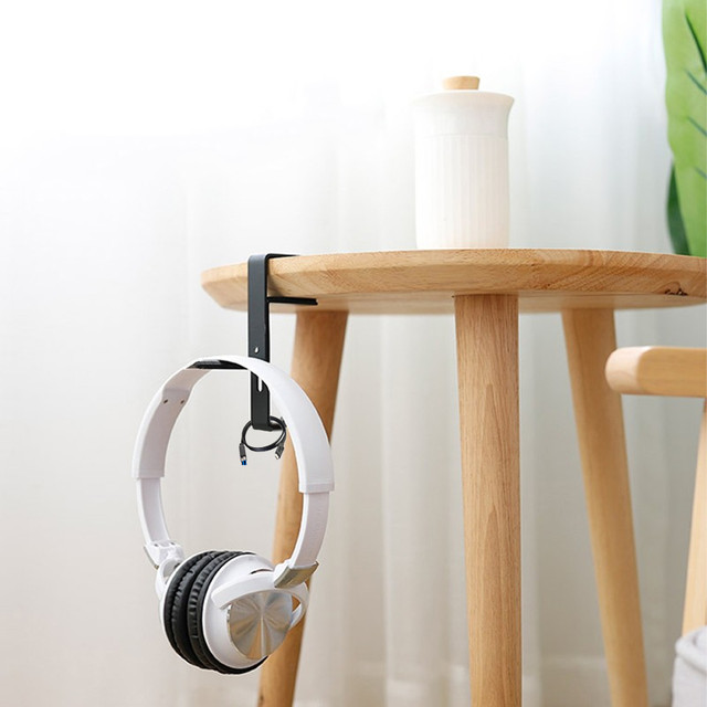 Univerzální držák, věšák, háček na sluchátka Alogy na stůl, deska stolu Černá