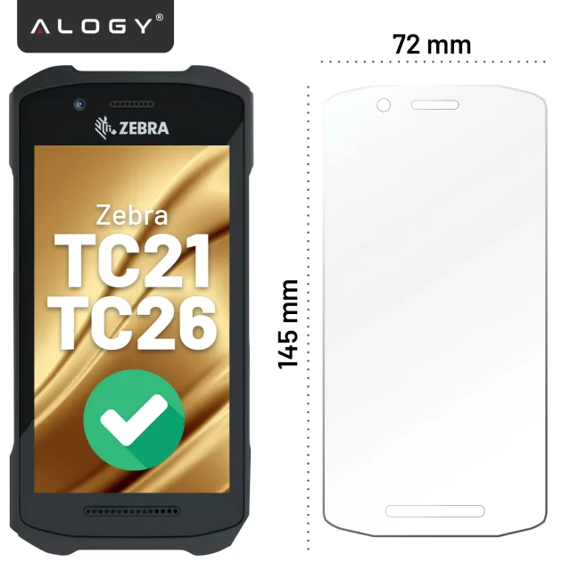 Bruchsicheres 9H-Hybridglas für Zebra TC21/TC26, vollflächig, flexibel und widerstandsfähig, Alogy FlexiGlass™ Volltransparent