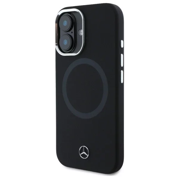 Etui Mercedes do iPhone 16 6.1" Czarny Hardcase Silicone Tonal Logo MagSafe