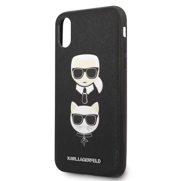 Etui Karl Lagerfeld KLHCI65SAKICKCBK do iPhone XS Max hardcase Saffiano Karl&Choupette Head