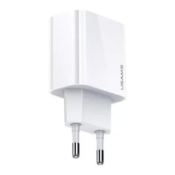 USAMS Ładowarka sieciowa 1x USB-C T34 20W 5V-3A (only head) PD3.0 Fast Charging biały/white CC118TC01 (US-CC118)