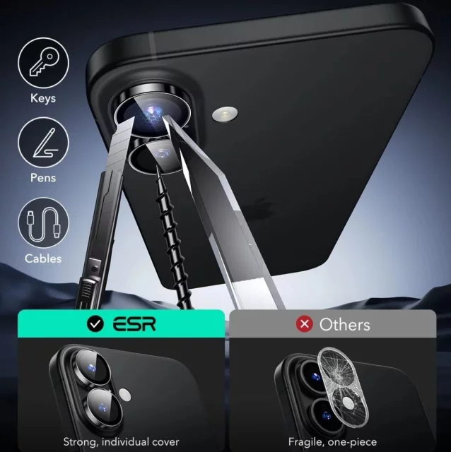 ESR ARMORITE CAMERA PROTECTOR IPHONE 16 / 16 PLUS BLACK