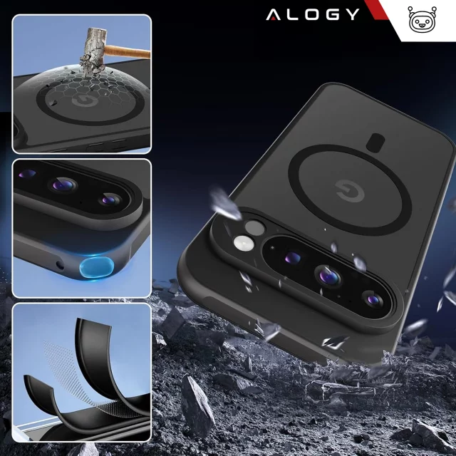 Hülle für Google Pixel 9/ 9 Pro Alogy MagSafe Hybrid Matte Case Rückseite für MagMat Phone Mattschwarz