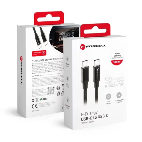 Kabel USB-C 100W 1m Forcell C391 Thunderbolt 4K e-mark QC 4.0 PD