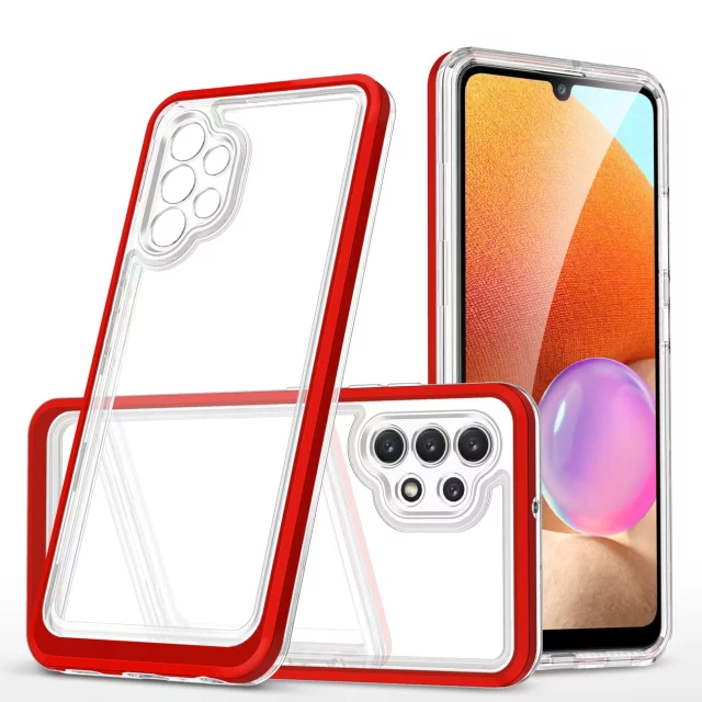 Clear 3in1 case for Samsung Galaxy A32 5G gel cover with frame red