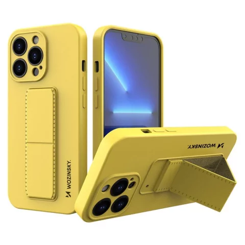 Wozinsky Kickstand Case silicone case with stand iPhone 13 Pro Max yellow