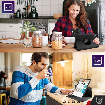 Case for Samsung Galaxy Tab A9 Plus 2023 11" (X210/X215/X216) Swivel Cover Tablet Flip Cover Case Alogy Black Glass